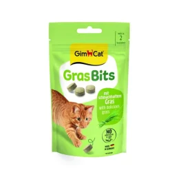 تشویقی گربه جیم کت مدل Gras Bits با طعم علف گربه وزن 40 گرم