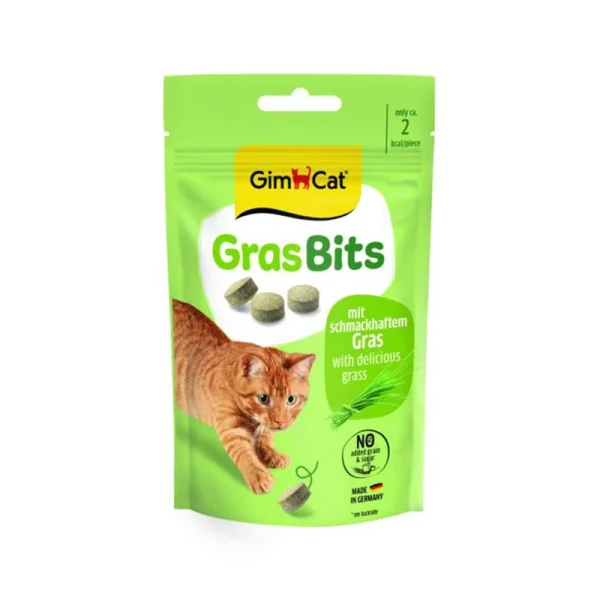 تشویقی گربه جیم کت مدل Gras Bits با طعم علف گربه وزن 40 گرم