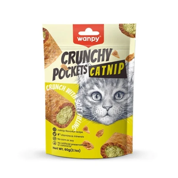 Crunchy Pockets Catnip تشویقی گربه ونپی مدل Crunchy Pockets Catnip با طعم کت نیپ و مرغ وزن 60 گرم - تصویر 1