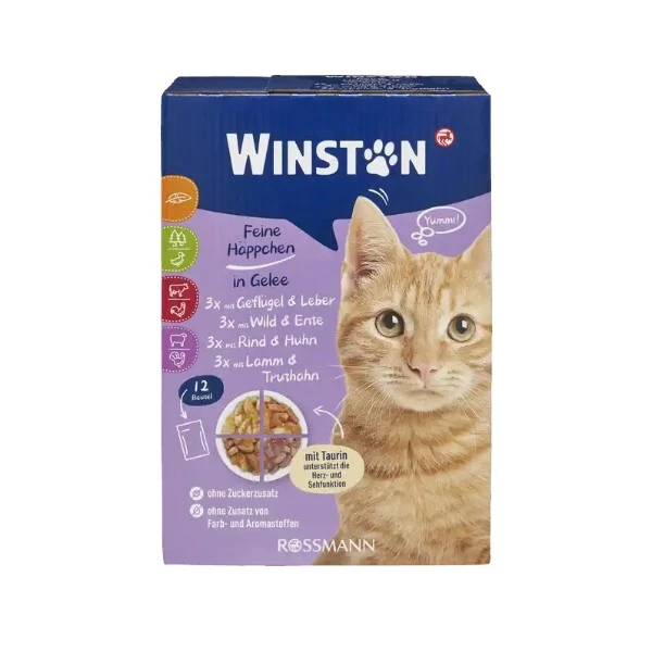 pouch-winston-pack.webp غذای پوچ گربه وینستون مدل مولتی پک وزن 1200 گرم بسته 12 عددی - تصویر 1